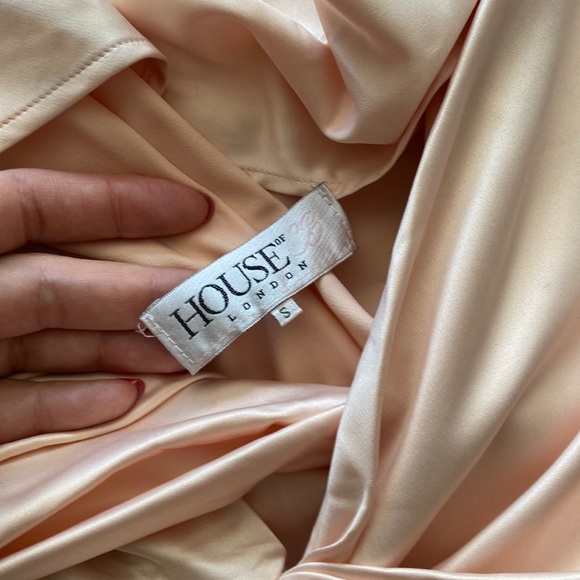 House Of CB, 'Coco' Beige Satin Drape Back Dress, Size S - Picture 11 of 15